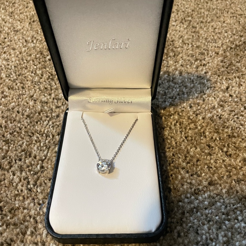 Sterling silver drop necklace round stone - perfect holiday Christmas gift